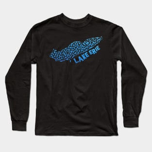 Lake Erie Outline Maze & Labyrinth Long Sleeve T-Shirt